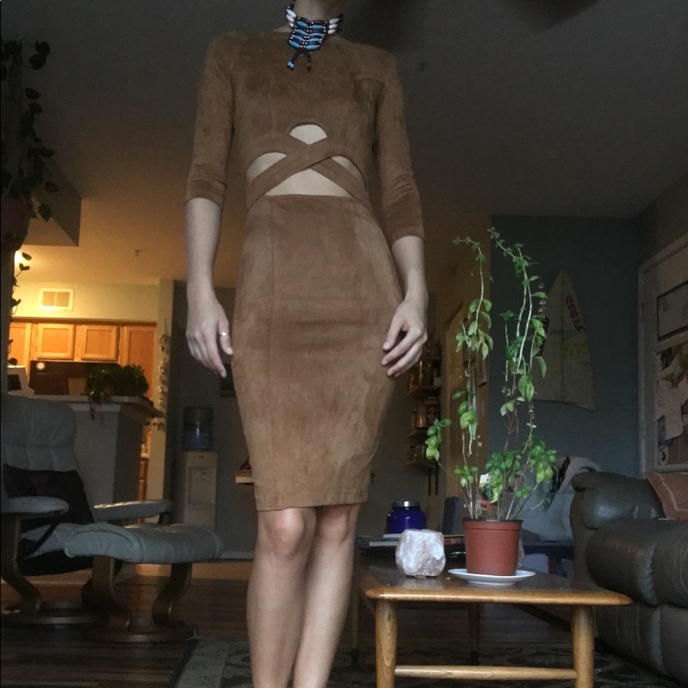 Suede dress.